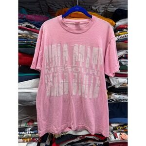 Vintage 90s Missouri State University Pink Puff Print T-Shirt Single Stitch